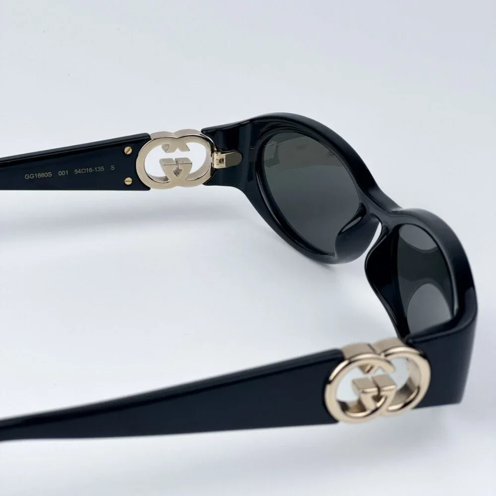Gucci Men Black Grey Oval BRAND NEW Sunglasses GG1660S 001